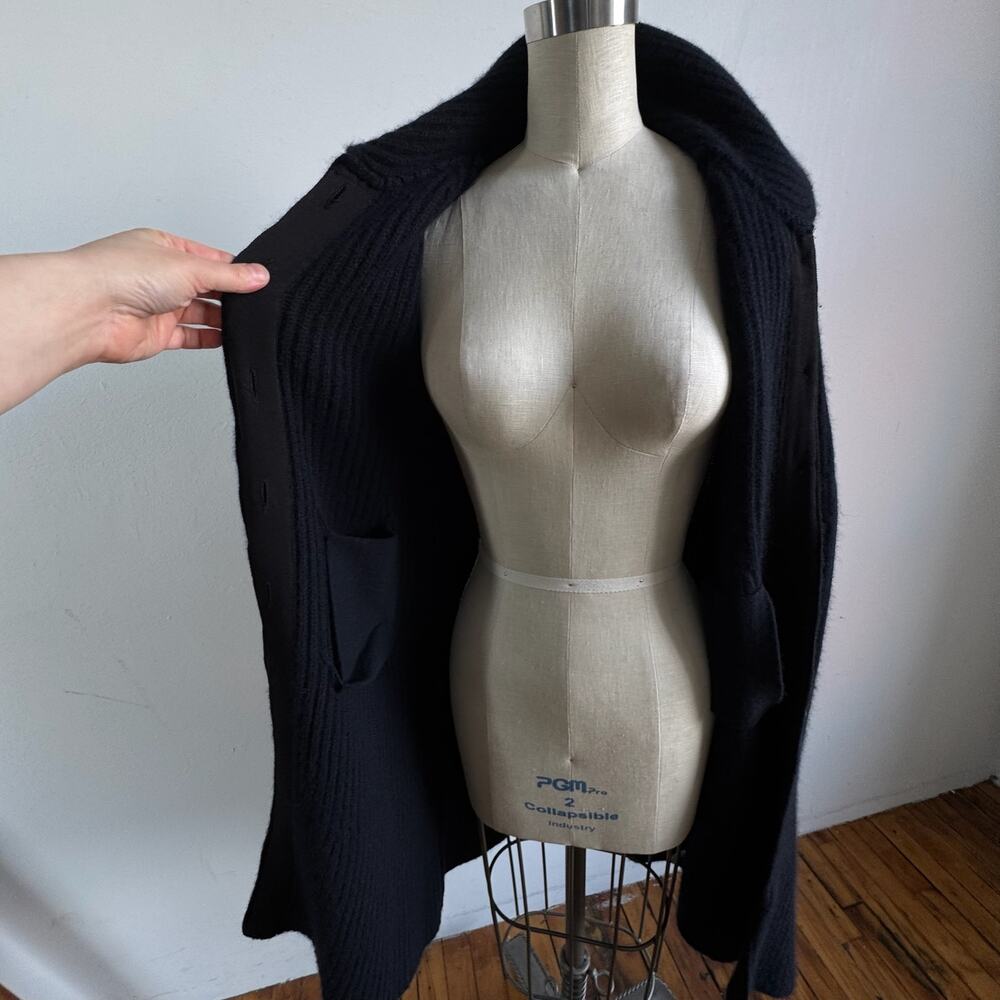 AKRIS BERGDORF GOODMAN Navy Cashmere Ribbed Sweater Dress Cardigan - Picture 8 of 11